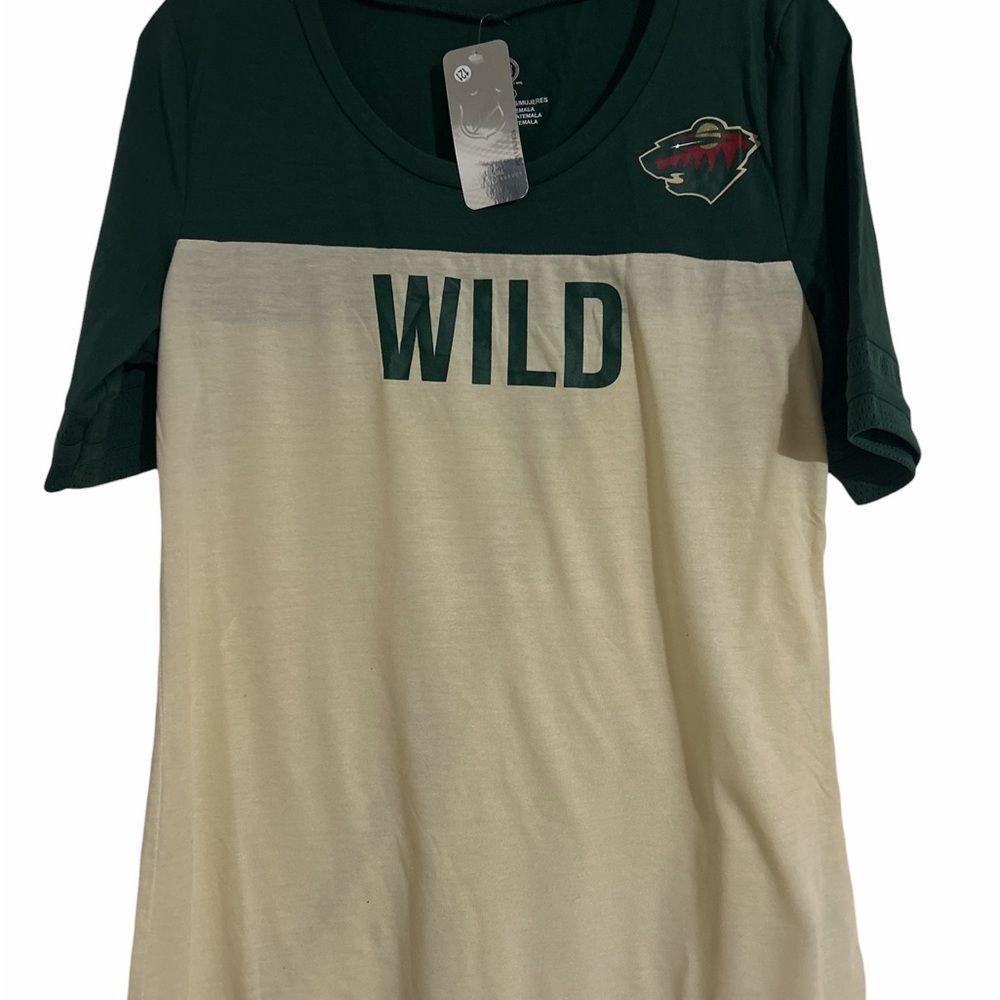 Minnesota Wild Women's Green and Cream Top